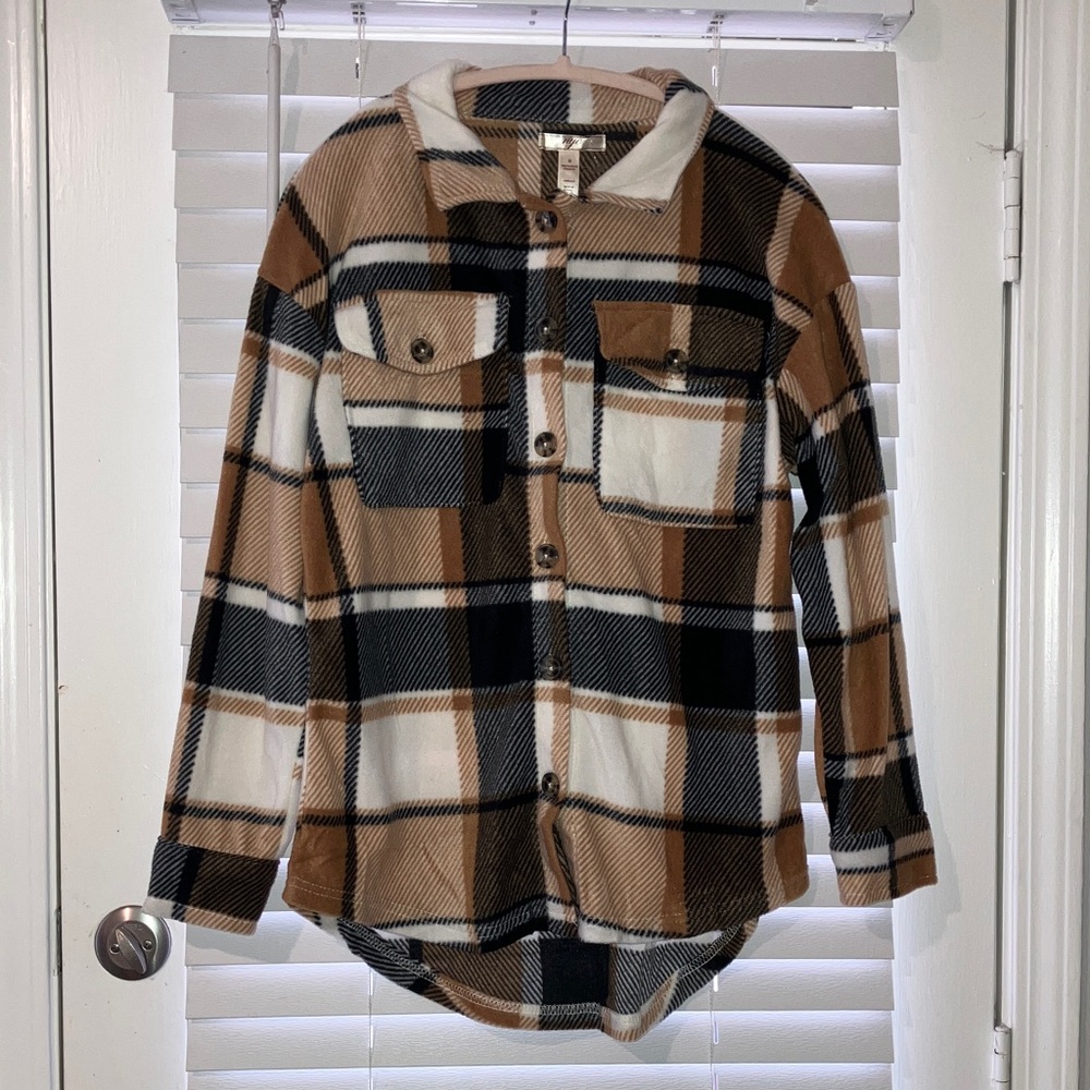 NYC Plaid Fleece in Tan and Black